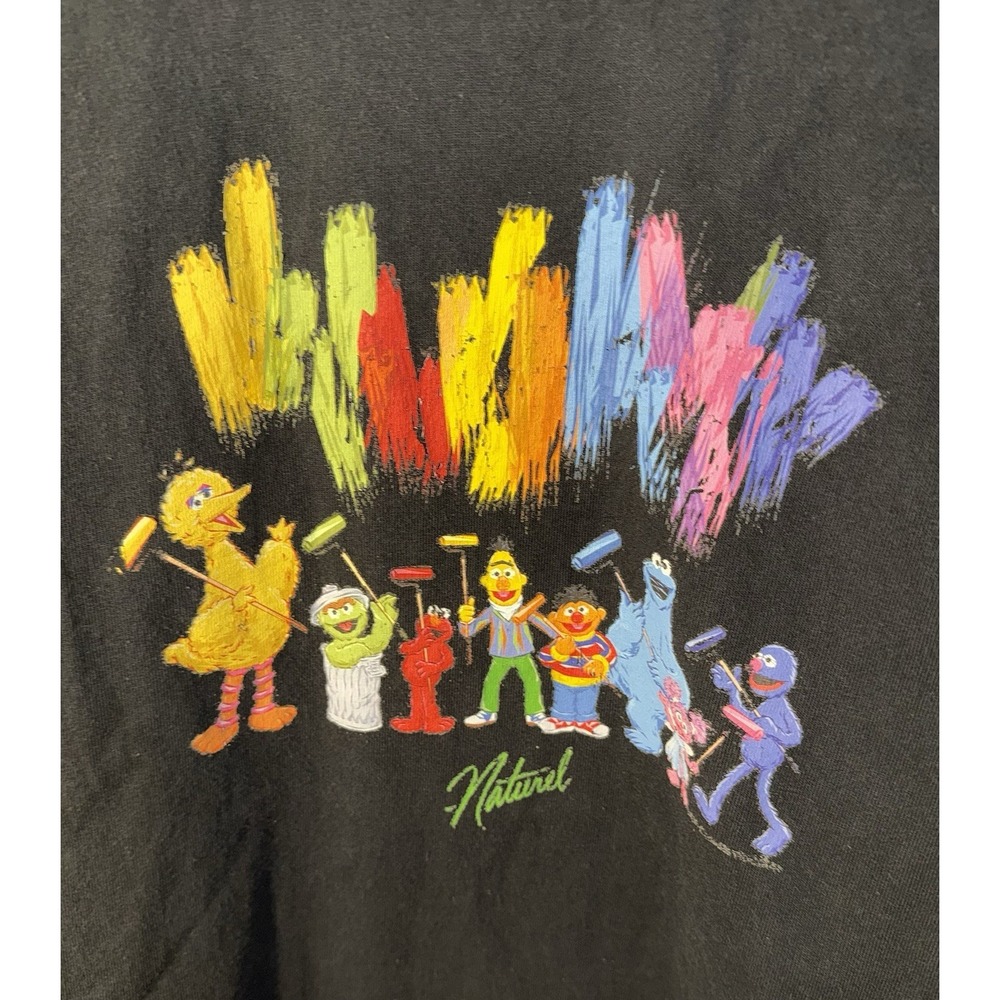 CHAMPION Sesame Street Men's Vintage T Shirt Workshop Naturel Painting Size XL